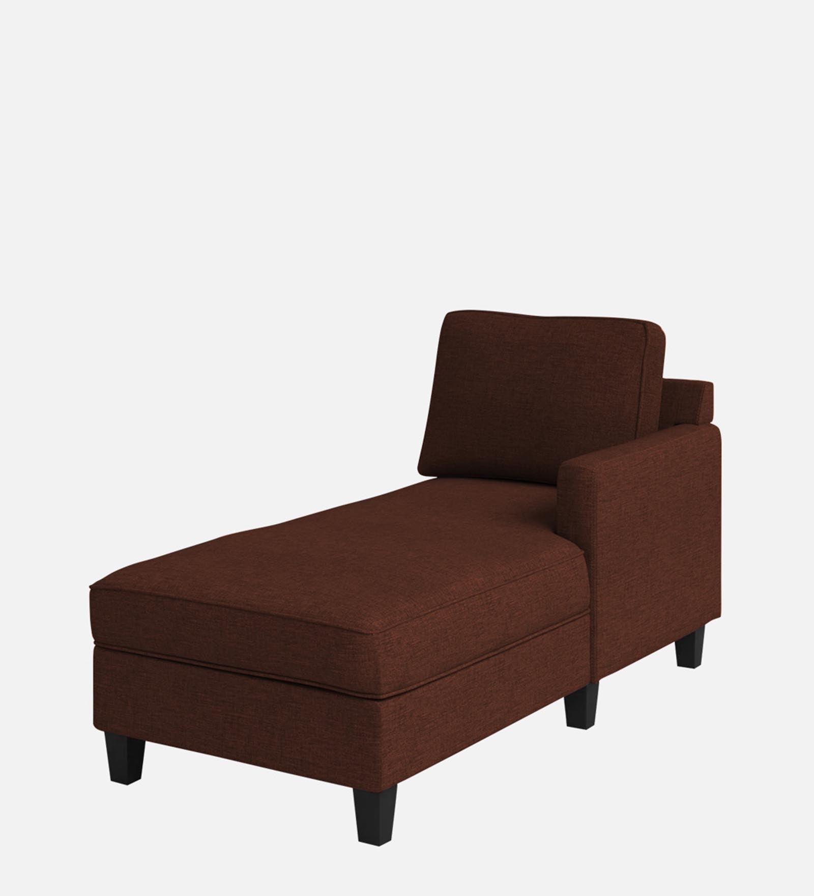 Royee Fabric RHS Chaise Lounger In Coffee Brown Colour With Storage - Febonic Living