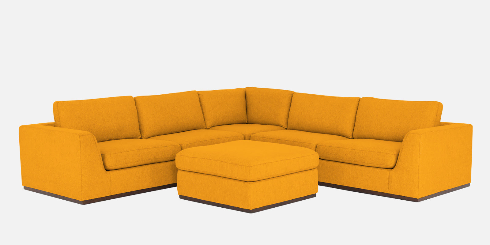 Freedom Velvet 6 Seater RHS Corner Sofa In Safforn Yellow Colour With Ottoman - Febonic Living