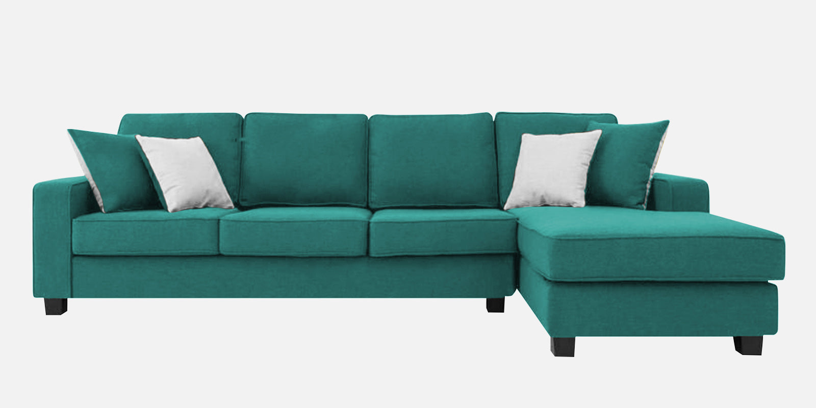 Ladybug Fabric LHS Sectional Sofa (3+Lounger) In Sea Green Colour - Febonic Living