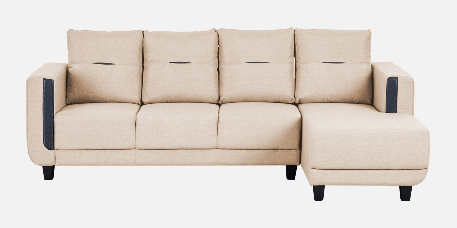 Perry Fabric LHS Sectional Sofa (3+Lounger) In Woom Beige Colour - Febonic Living