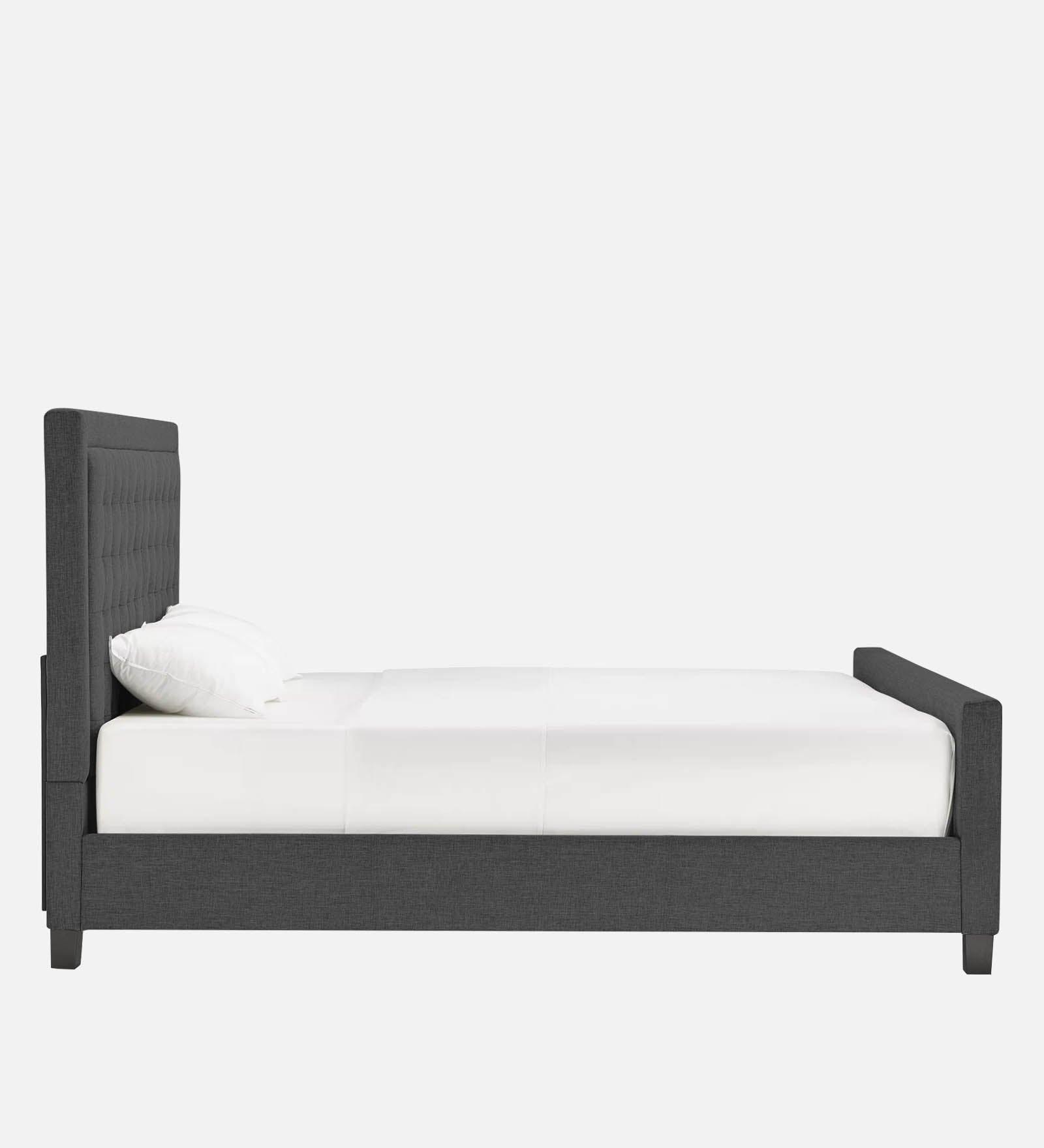 Kaster Fabric Queen Size Bed In Charcoal Grey Colour - Febonic Living