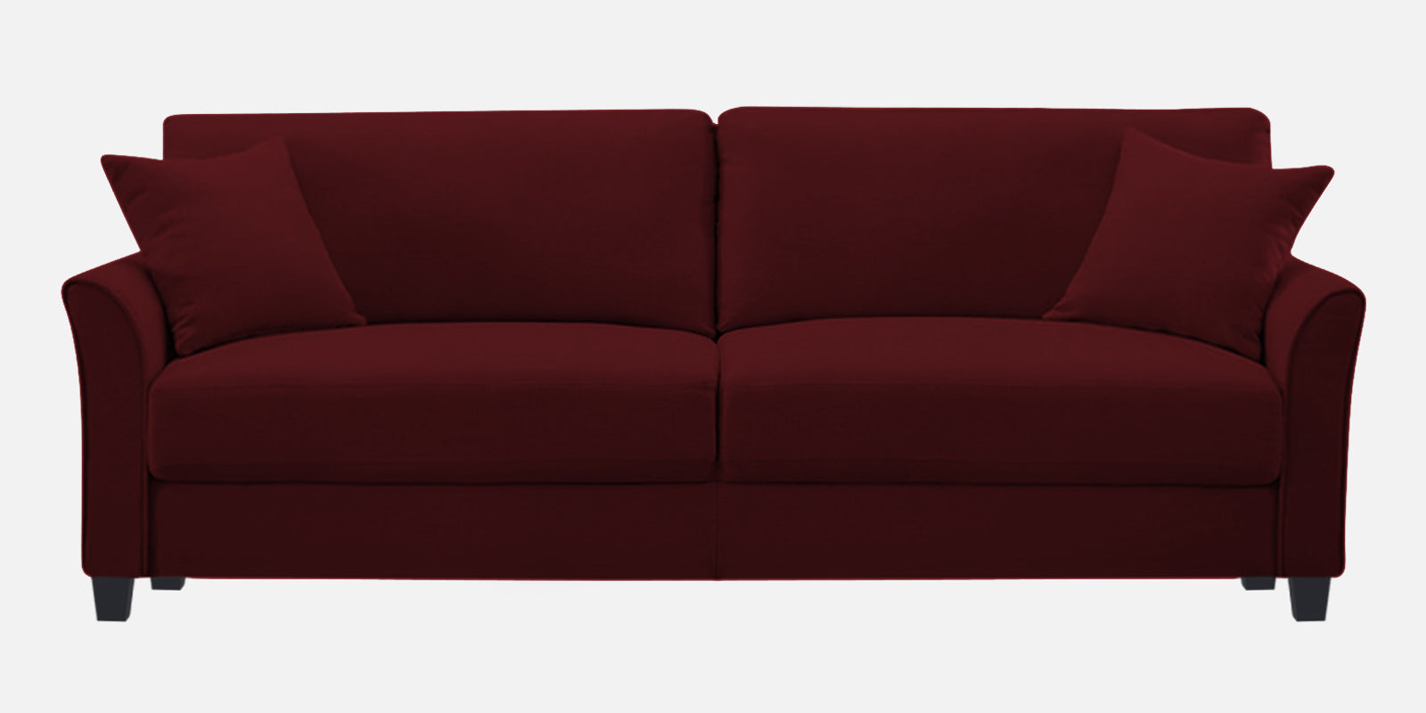 Daroo Velvet 3 Seater Sofa In Dark Maroon Colour - Febonic Living