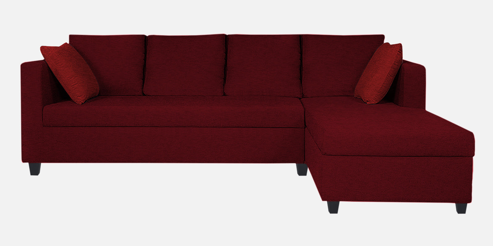 Nebula Fabric LHS Sectional Sofa (3+Lounger) In Ruby Red Colour - Febonic Living