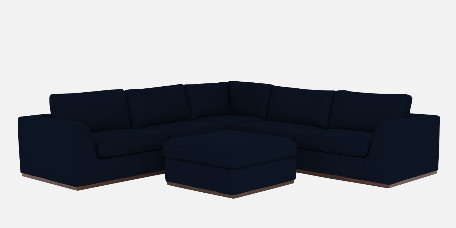 Freedom Velvet 6 Seater RHS Corner Sofa In Dark Blue Colour With Ottoman - Febonic Living