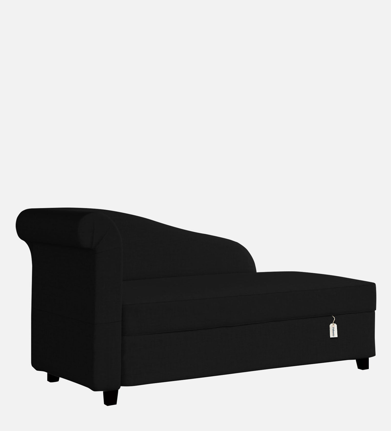 Toppy Fabric RHS Chaise Lounger In Zed Black Colour With Storage - Febonic Living