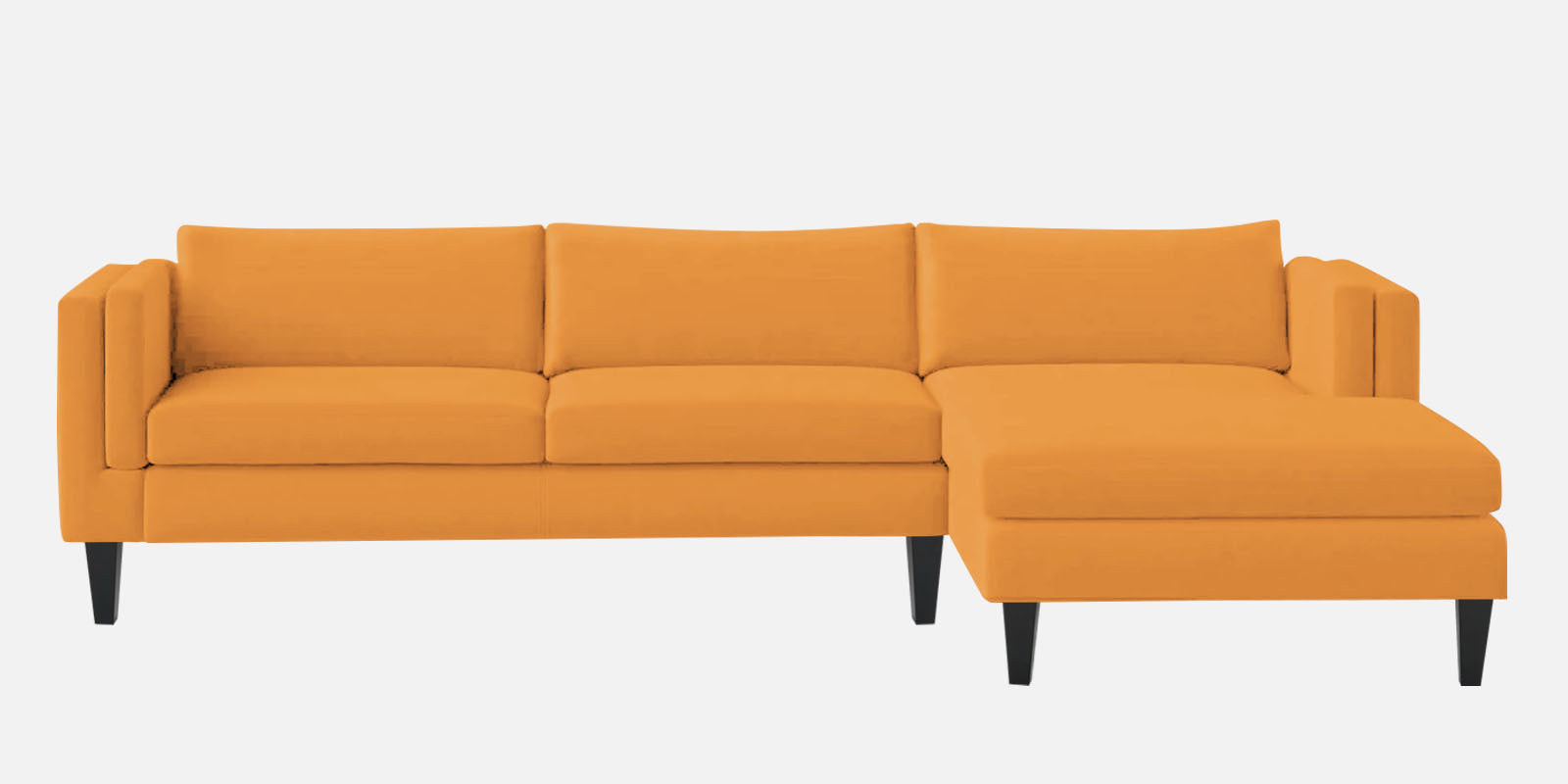 Jasper Velvet LHS Sectional Sofa (3+Lounger) In Tangerine orange Colour - Febonic Living