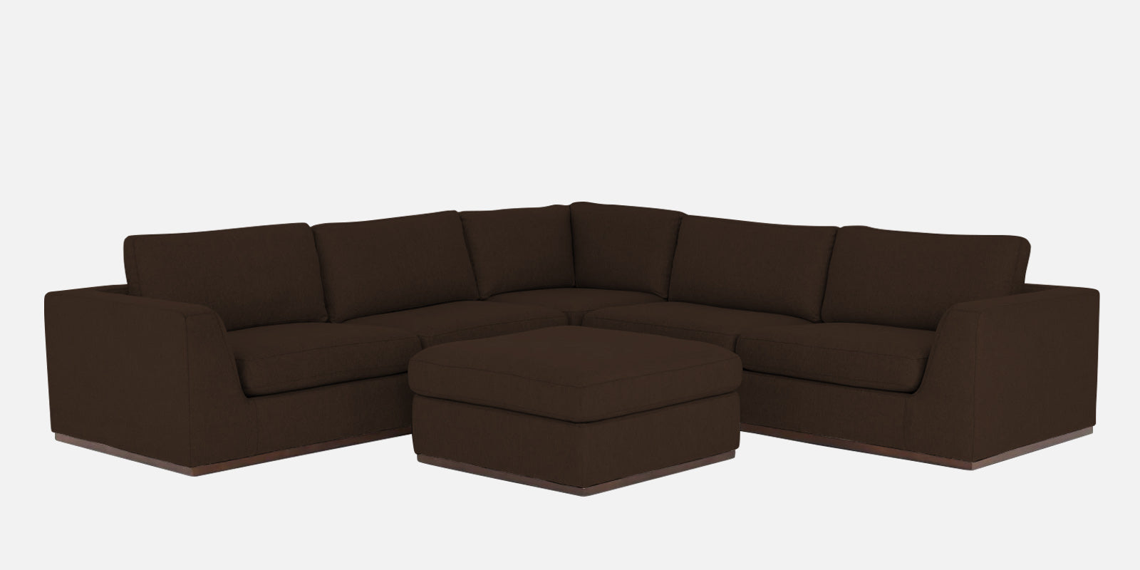 Freedom Velvet 6 Seater RHS Corner Sofa In Cholocate Brown Colour With Ottoman - Febonic Living