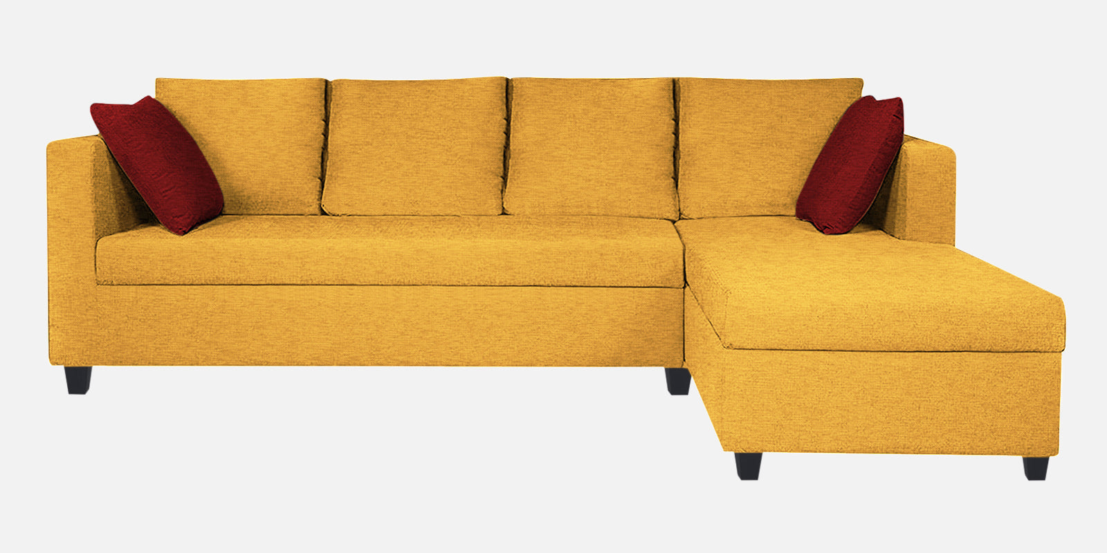 Nebula Fabric LHS Sectional Sofa (3+Lounger) In Bold Yellow Colour - Febonic Living