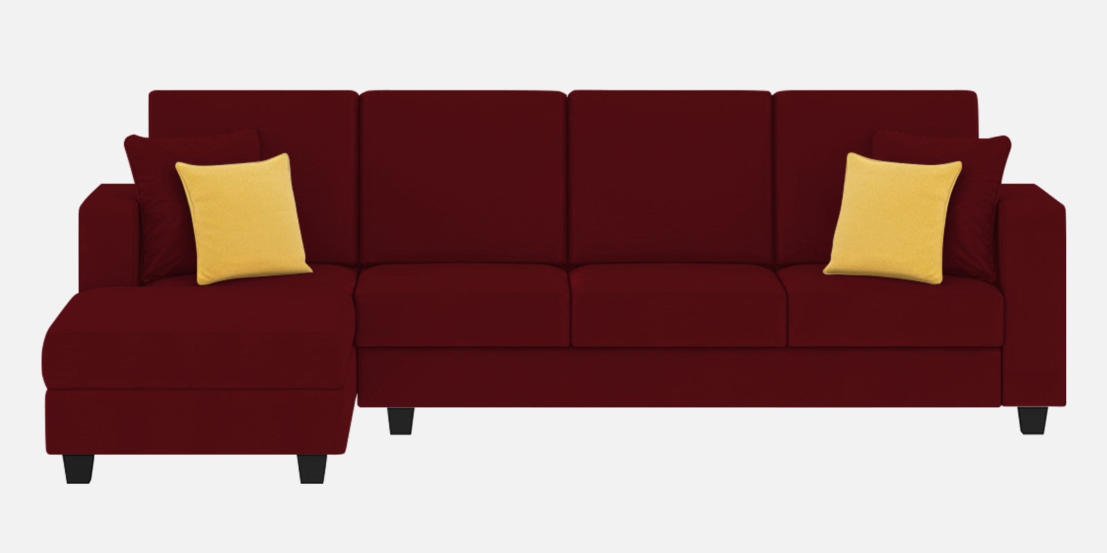 Nabi Fabric RHS Sectional Sofa (3+Lounger) In Ruby Red Colour - Febonic Living
