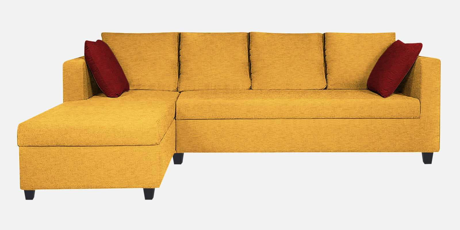 Nebula Fabric RHS Sectional Sofa (3+Lounger) In Bold Yellow Colour - Febonic Living