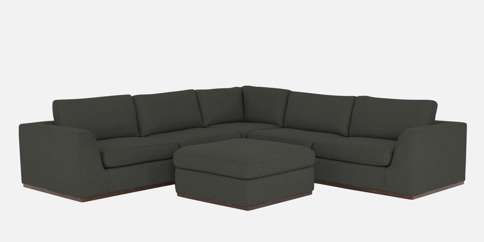 Freedom Velvet 6 Seater RHS Corner Sofa In Hory Grey Colour With Ottoman - Febonic Living