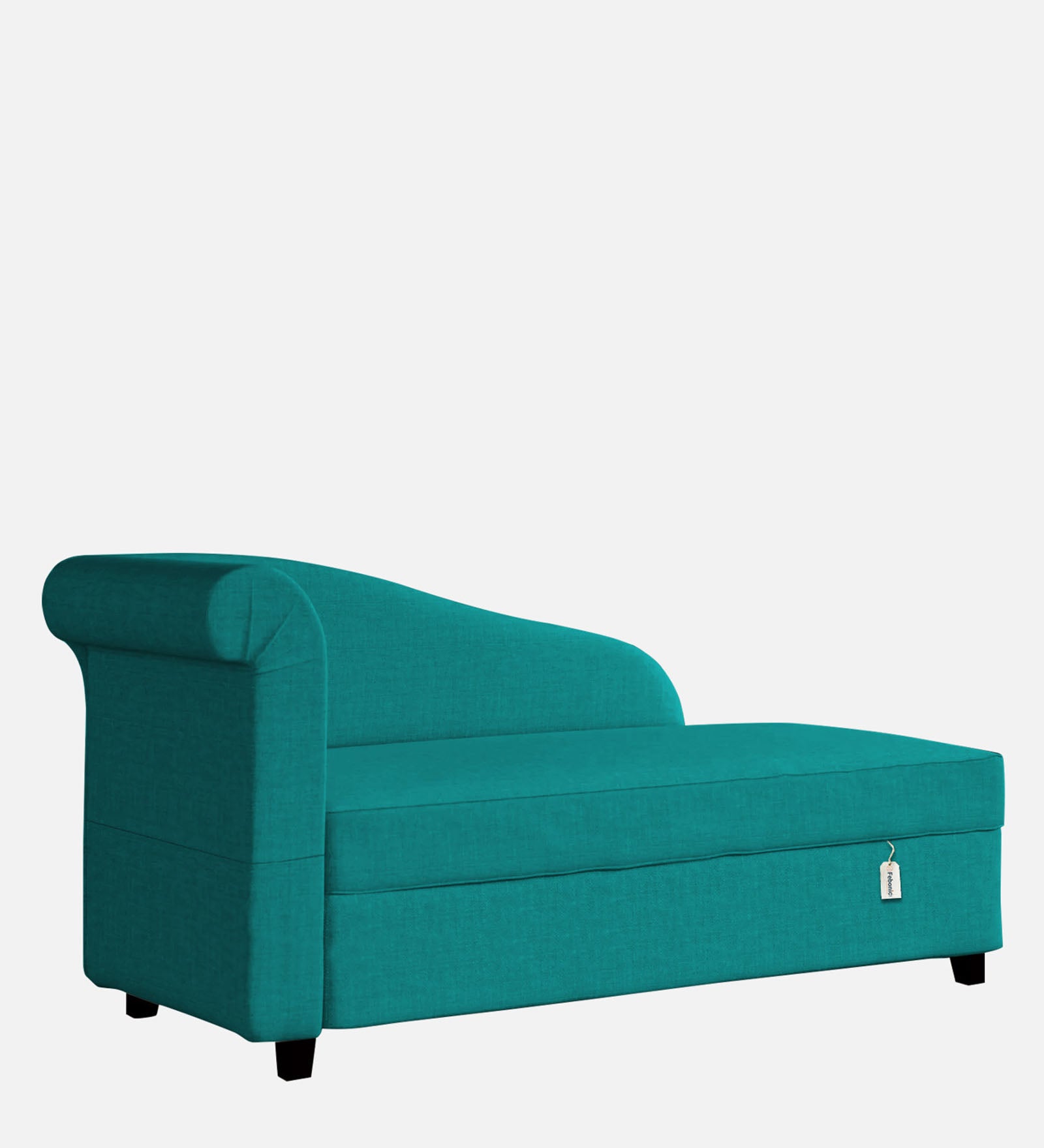 Toppy Fabric RHS Chaise Lounger In Sea Green Colour With Storage - Febonic Living