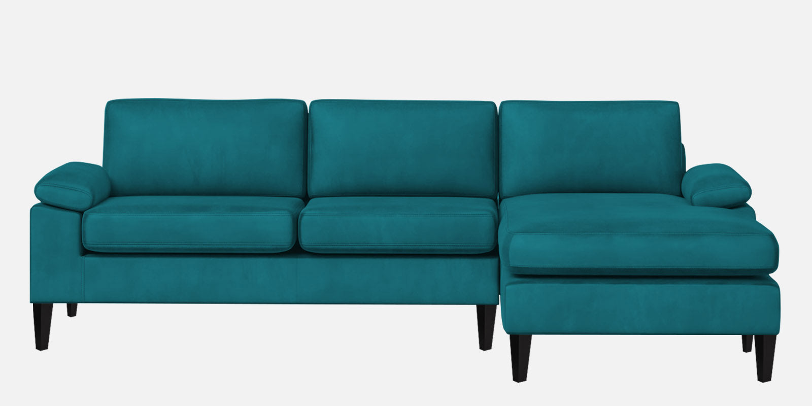 Vegas Velvet LHS Sectional Sofa (3+Lounger) In Pine Green Colour - Febonic Living