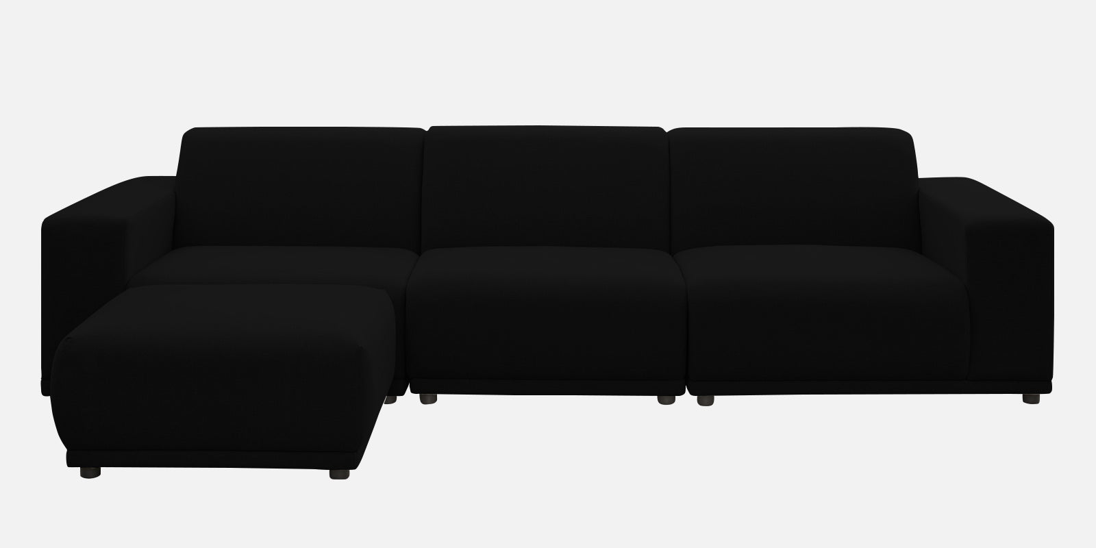 Adam Fabric LHS Sectional Sofa (3+Ottoman Lounger) In Zed Black Colour - Febonic Living