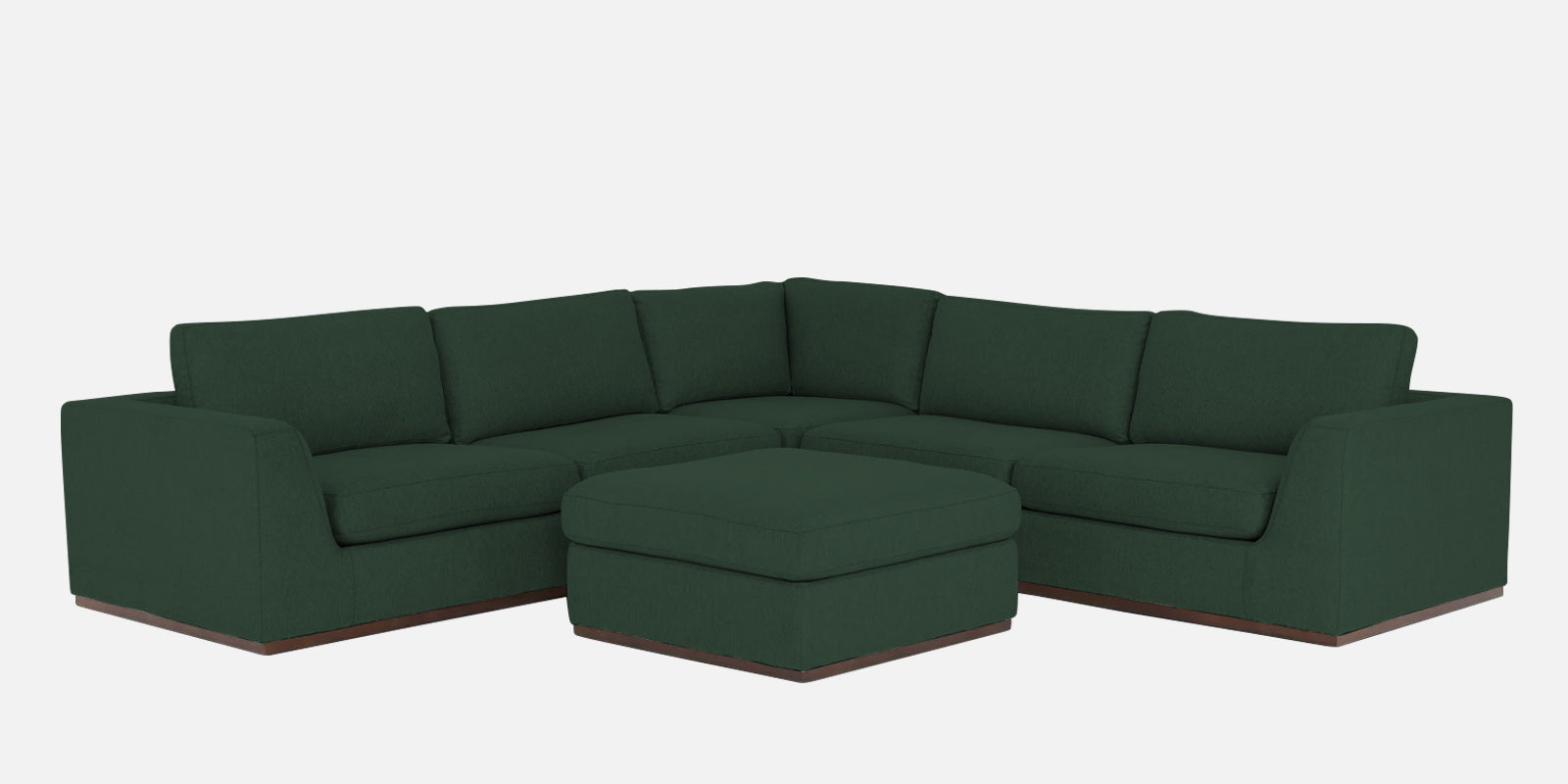 Freedom Velvet 6 Seater RHS Corner Sofa In Amazon Green Colour With Ottoman - Febonic Living