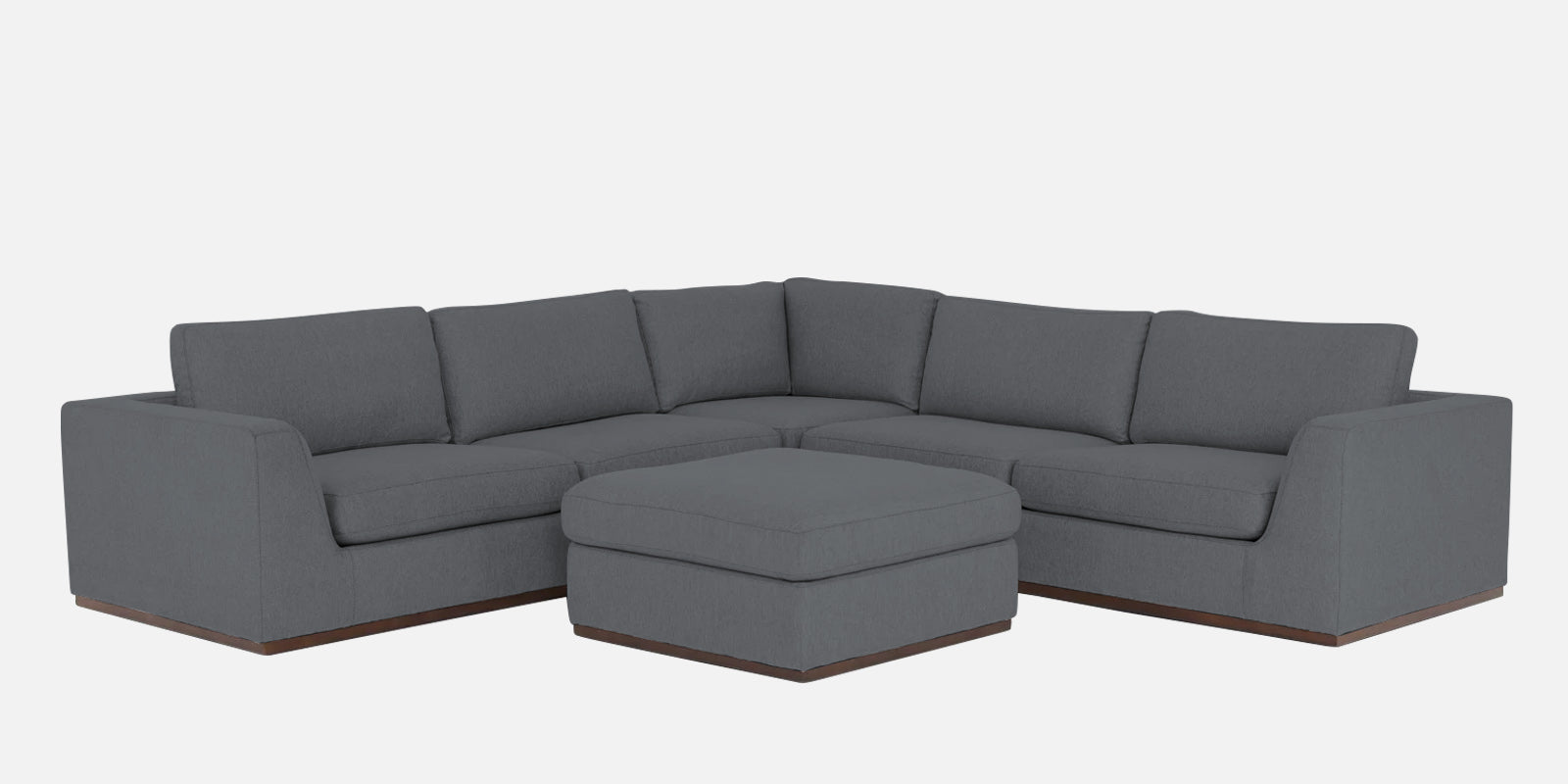 Freedom Velvet 6 Seater RHS Corner Sofa In Pubble Grey Colour With Ottoman - Febonic Living