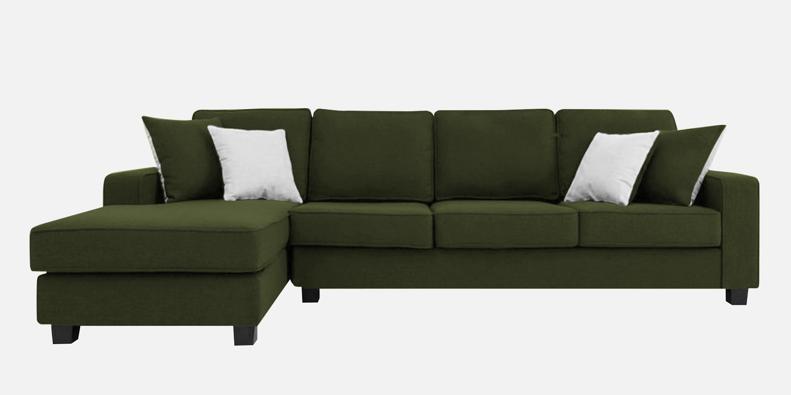 Ladybug Fabric RHS Sectional Sofa (3+Lounger) In Olive Green Colour - Febonic Living