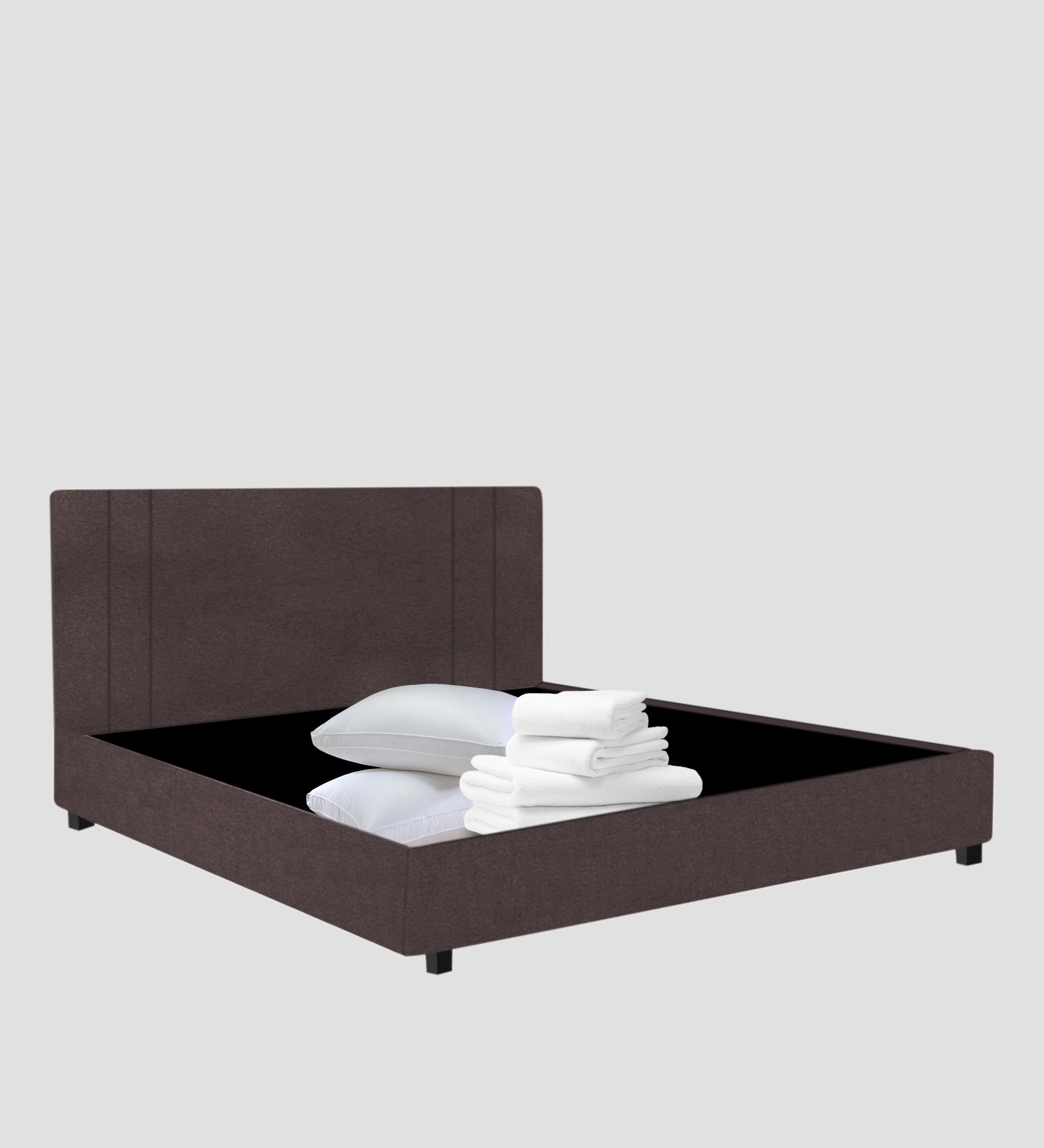 Asyra Velvet Queen Bed in Mocha Brown Colour With Box Storage - Febonic Living