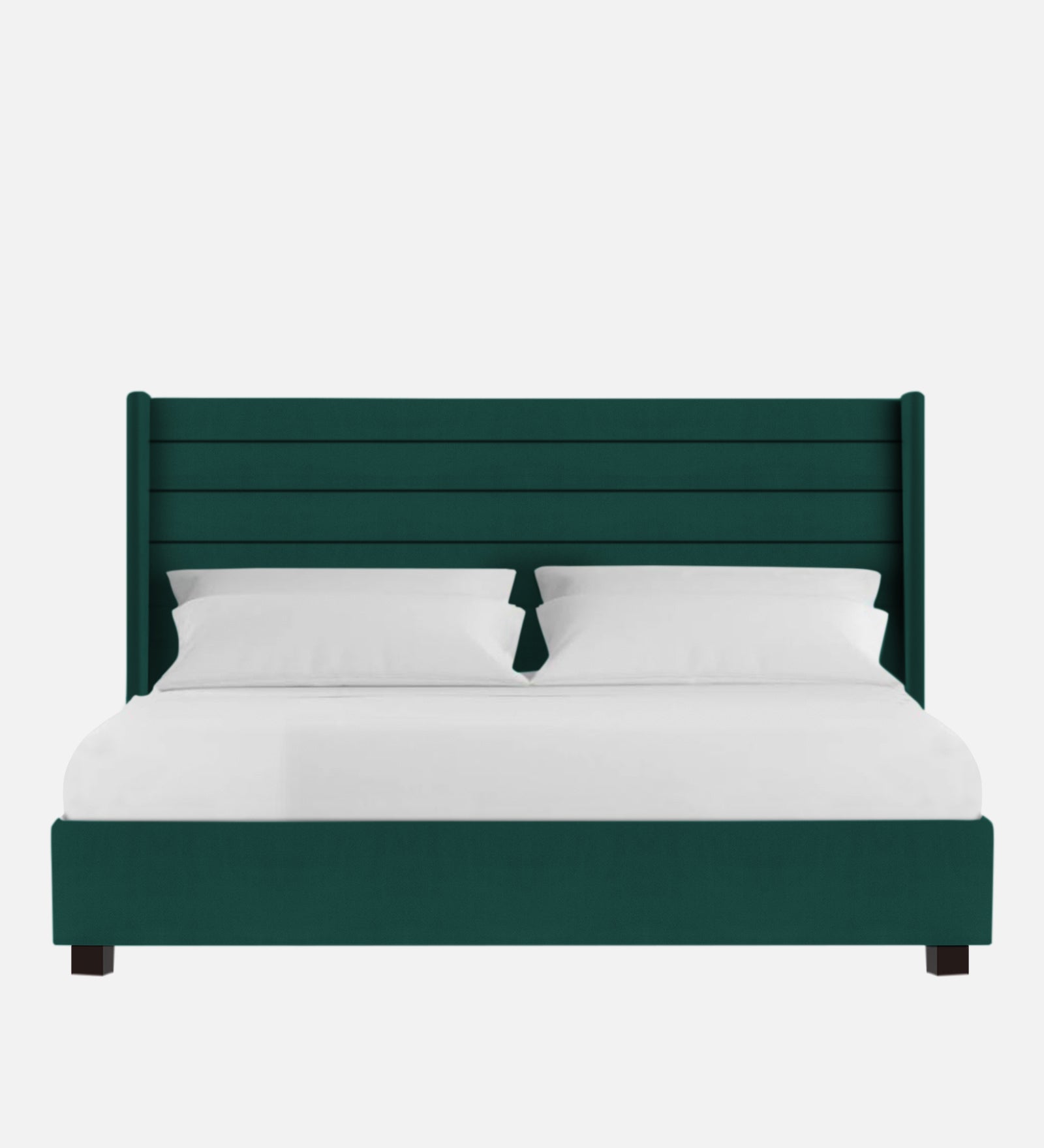 Caliya Velvet Queen Size Bed In Forest Green Colour - Febonic Living