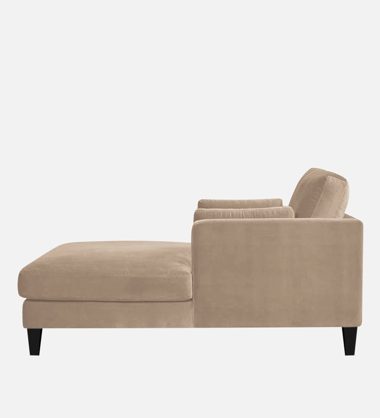 Makou Velvet Chaise Lounger In Camel Beige Colour - Febonic Living