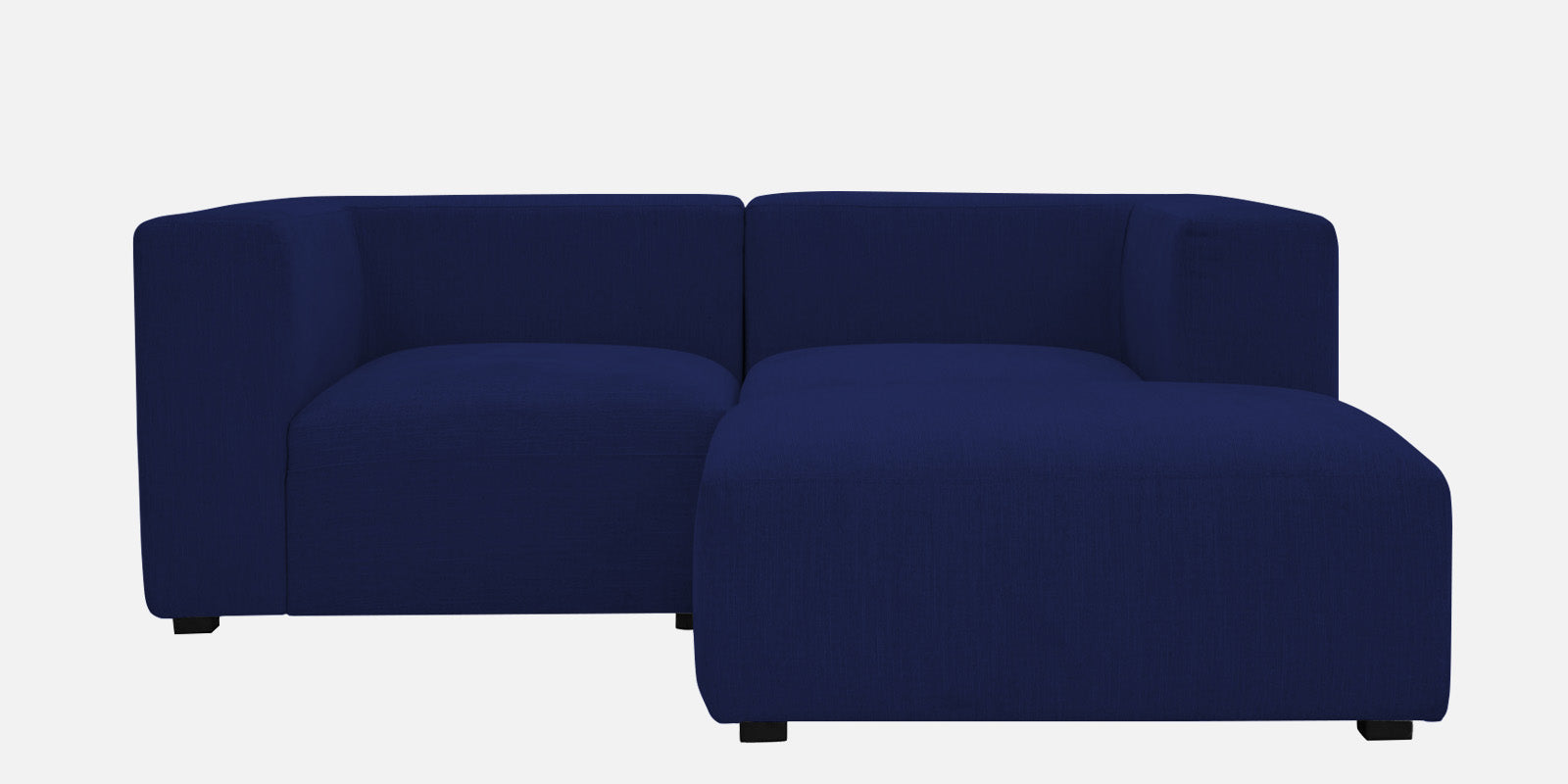 Dora Velvet LHS Sectional Sofa (2+Ottoman Lounger) In Indigo blue Colour - Febonic Living