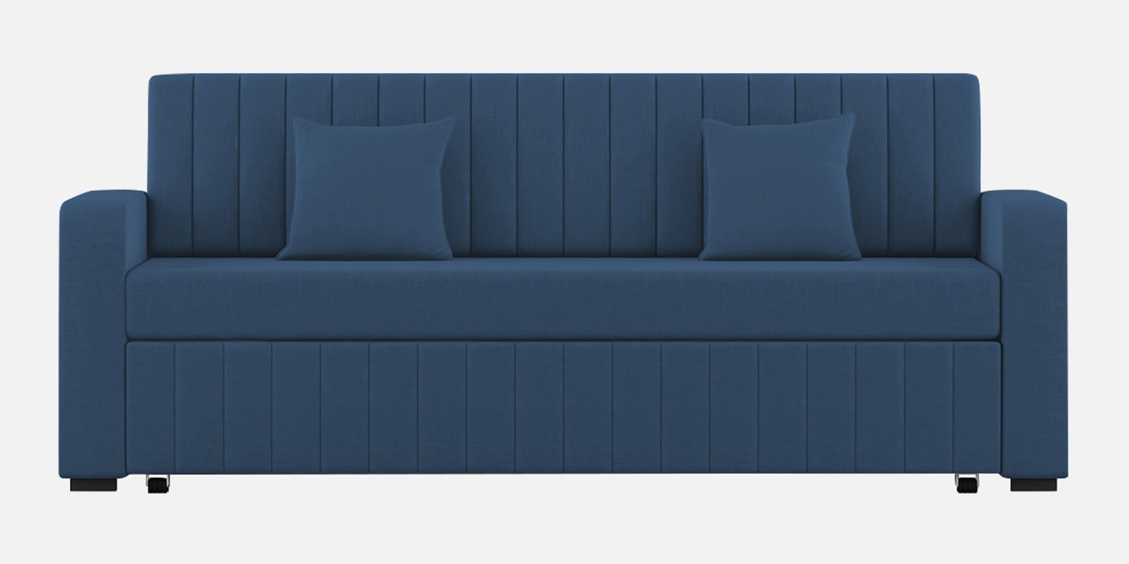 Calra Fabric 3 Seater Pull Out Sofa Cum Bed In Light Blue Colour With Storage - Febonic Living