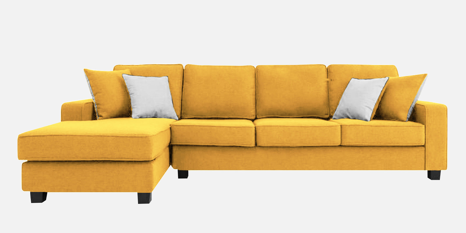Ladybug Fabric RHS Sectional Sofa (3+Lounger) In Bold Yellow Colour - Febonic Living