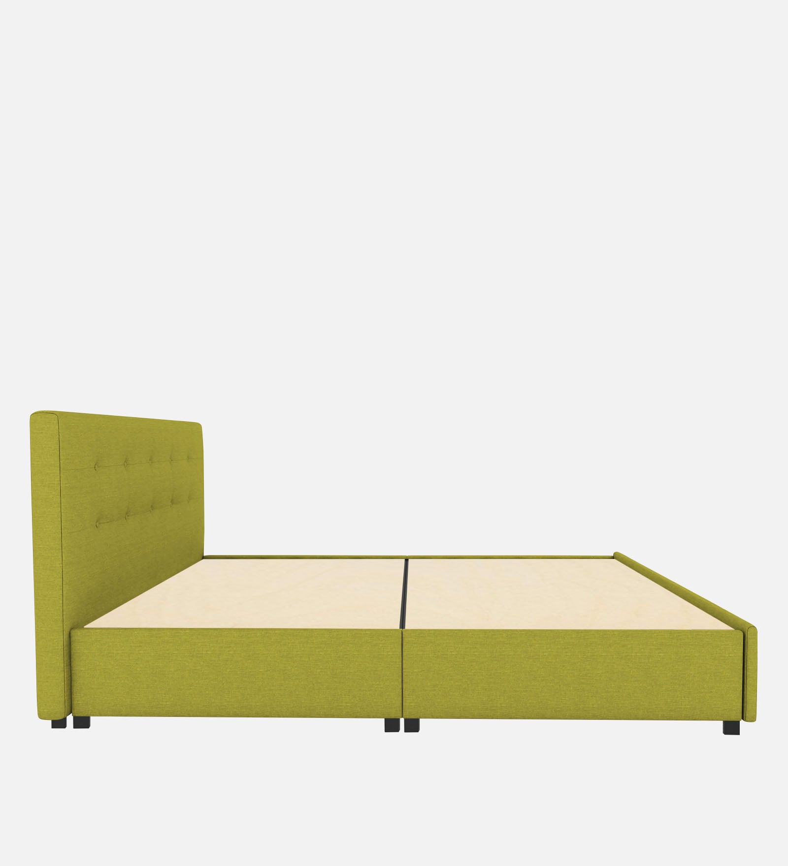 Lido Fabric Queen Size Bed In Parrot Green Colour With Drawer Storage - Febonic Living