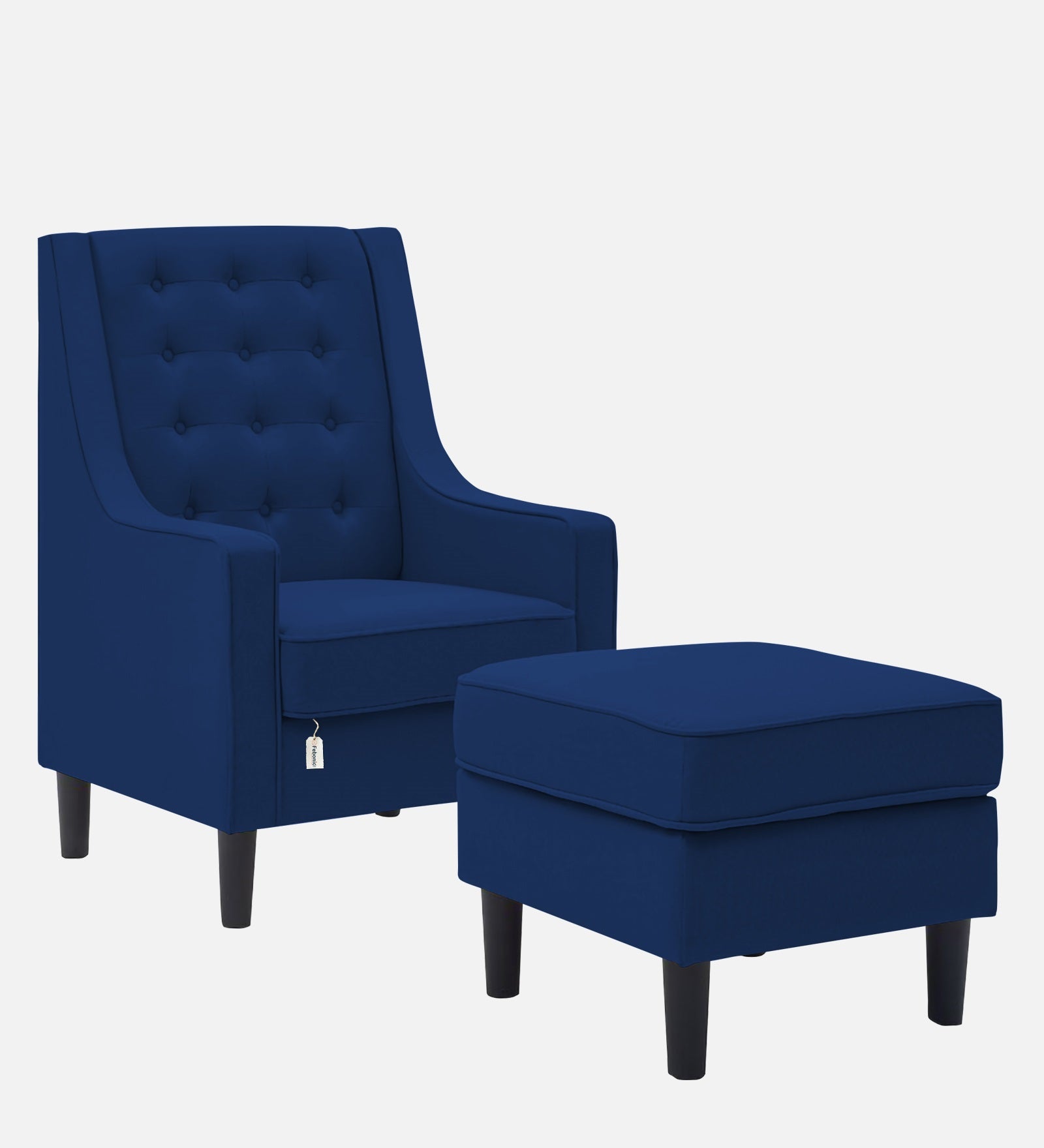 Sona Fabric Barrel Chair With Ottoman In Royal Blue Colour - Febonic Living