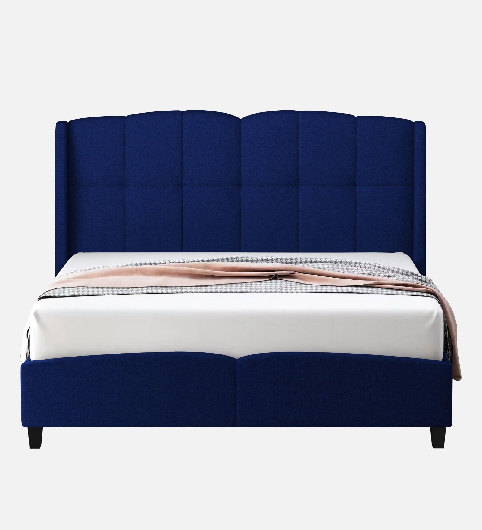 Jovi Velvet Upholstered Queen Size Bed In Imperial Blue Colour - Febonic Living