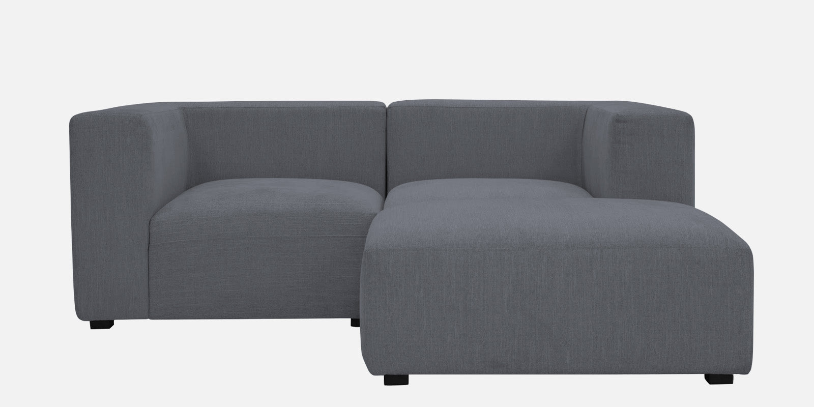 Dora Velvet LHS Sectional Sofa (2+Ottoman Lounger) In Pubble Grey Colour - Febonic Living