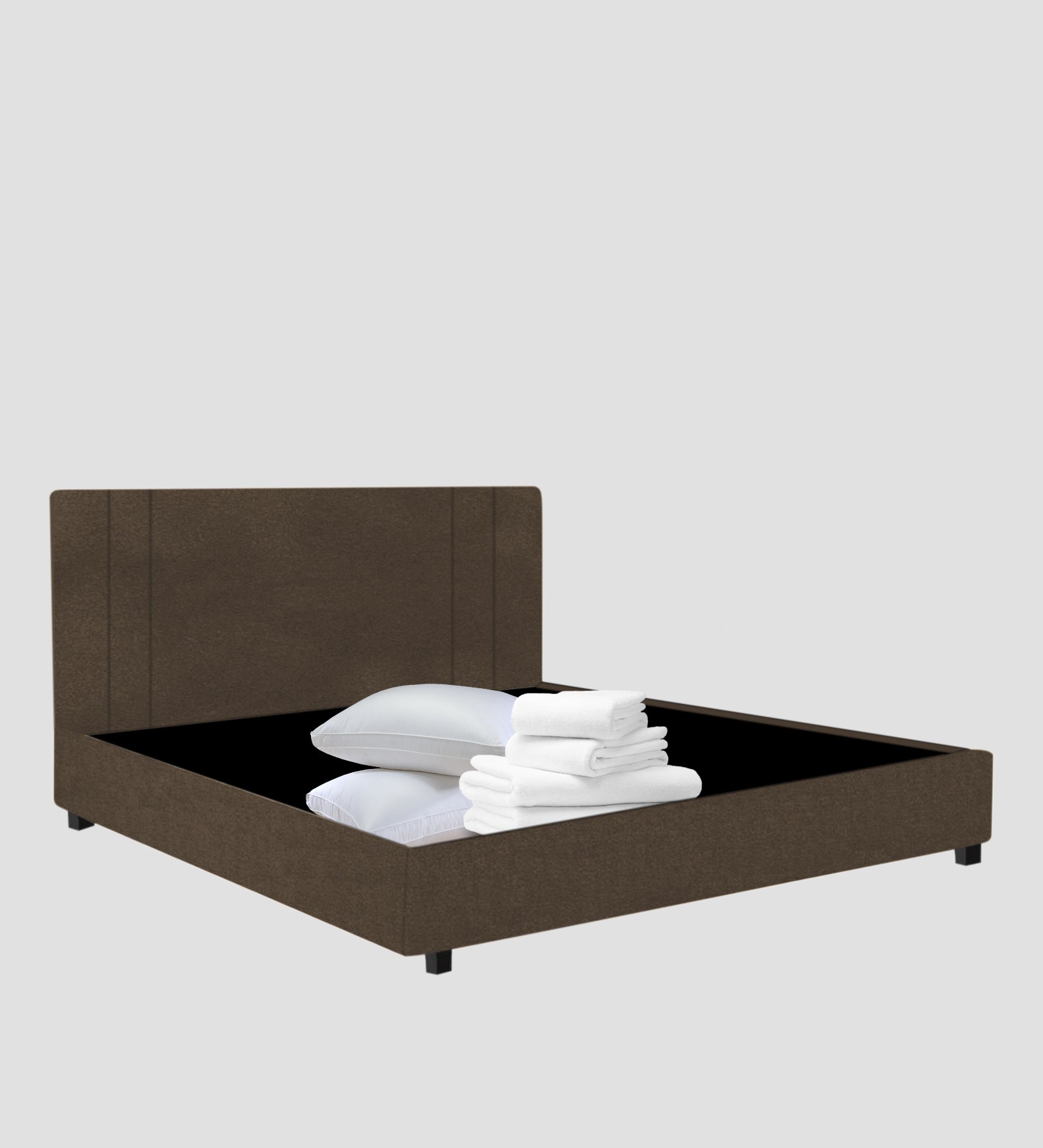 Asyra Velvet Queen Bed in Shade Brown Colour With Box Storage - Febonic Living