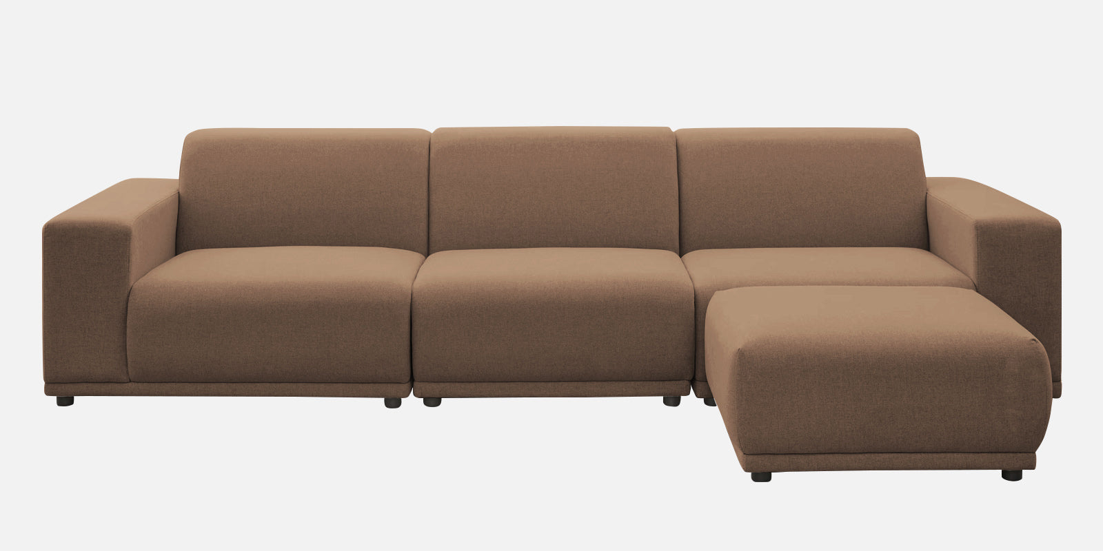 Adam Fabric RHS Sectional Sofa (3+Ottoman Lounger) In Cookie Beige Colour - Febonic Living