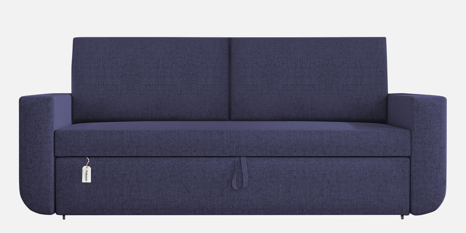 Grace Fabric 3 Seater Pull Out Sofa Cum Bed In Slate Blue Colour With Storage - Febonic Living