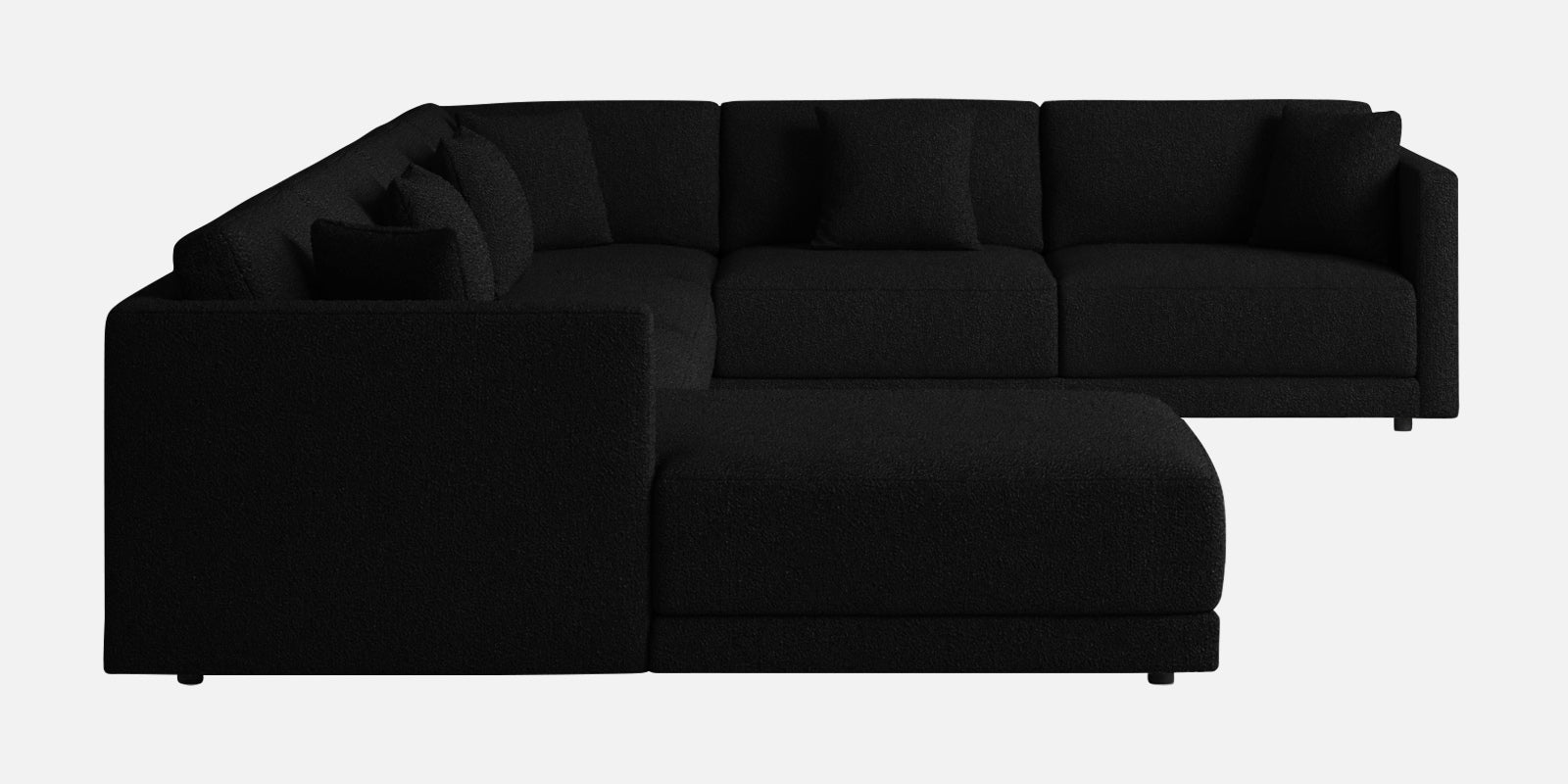 Carlin Fabric RHS 8 Seater Sectional Sofa In Zed Black Colour - Febonic Living