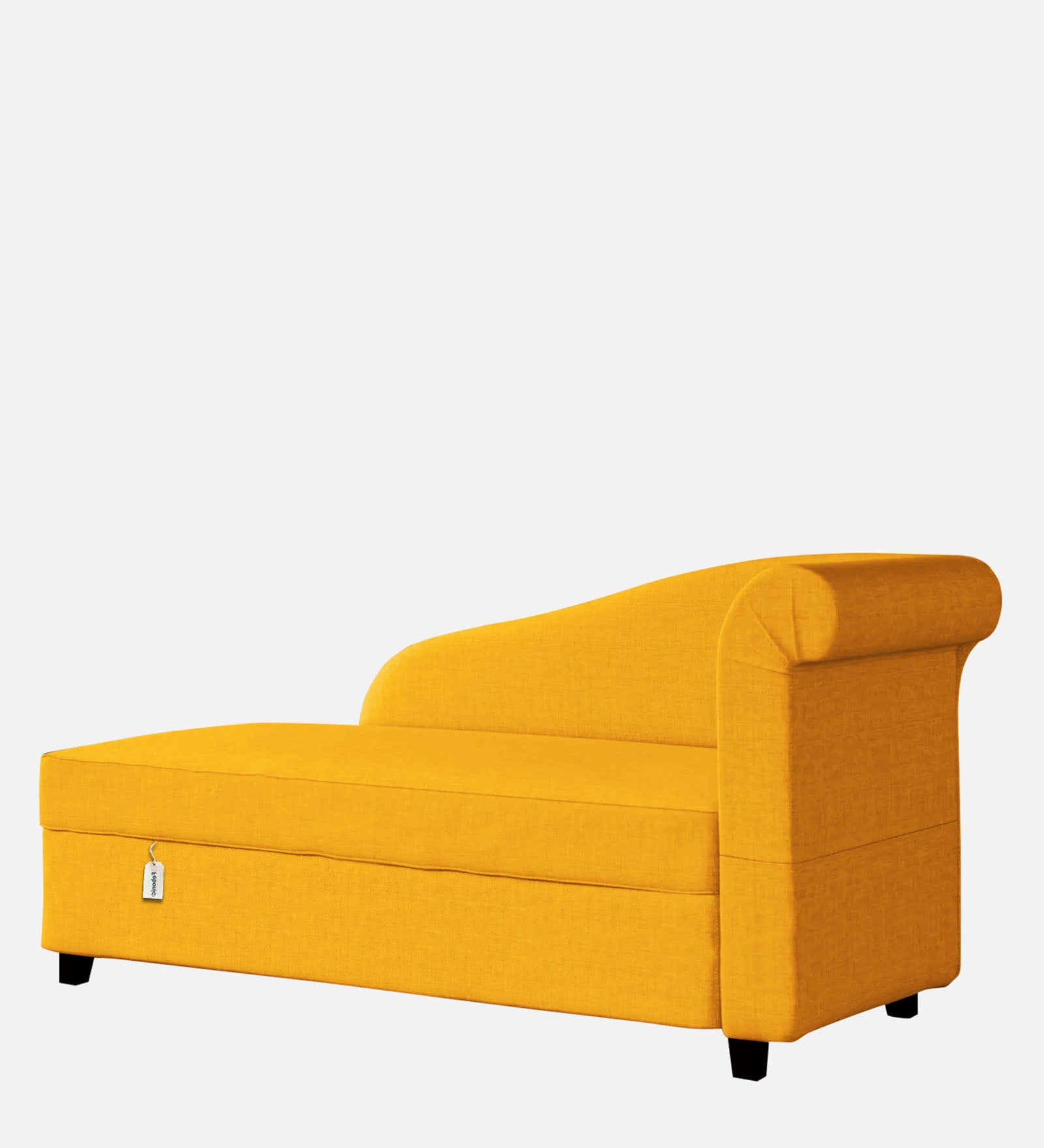 Toppy Fabric LHS Chaise Lounger In Bold Yellow Colour With Storage - Febonic Living