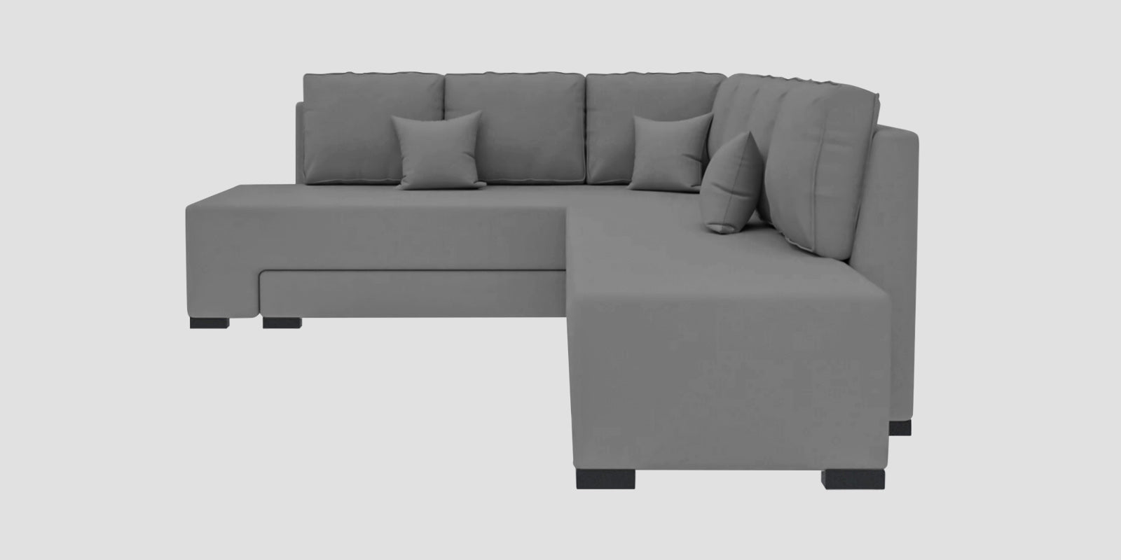 Corby Velvet LHS 6 Seater Convertible Sofa Cum Bed In Light Grey Colour - Febonic Living