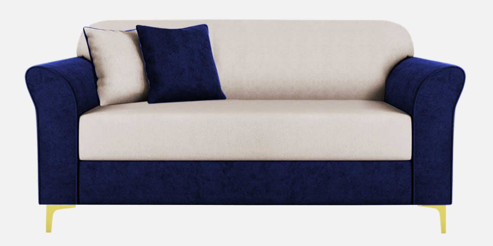 Jordan Velvet 2 Seater Sofa In Imperial Blue And Camel Beige Colour - Febonic Living