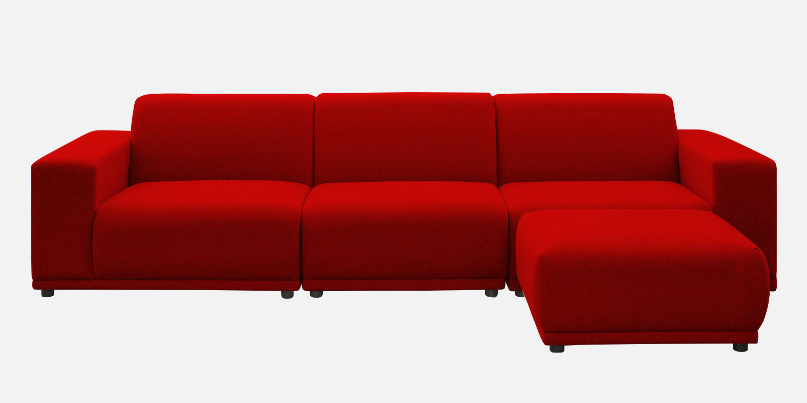 Adam Fabric RHS Sectional Sofa (3+Ottoman Lounger) In Ruby Red Colour - Febonic Living