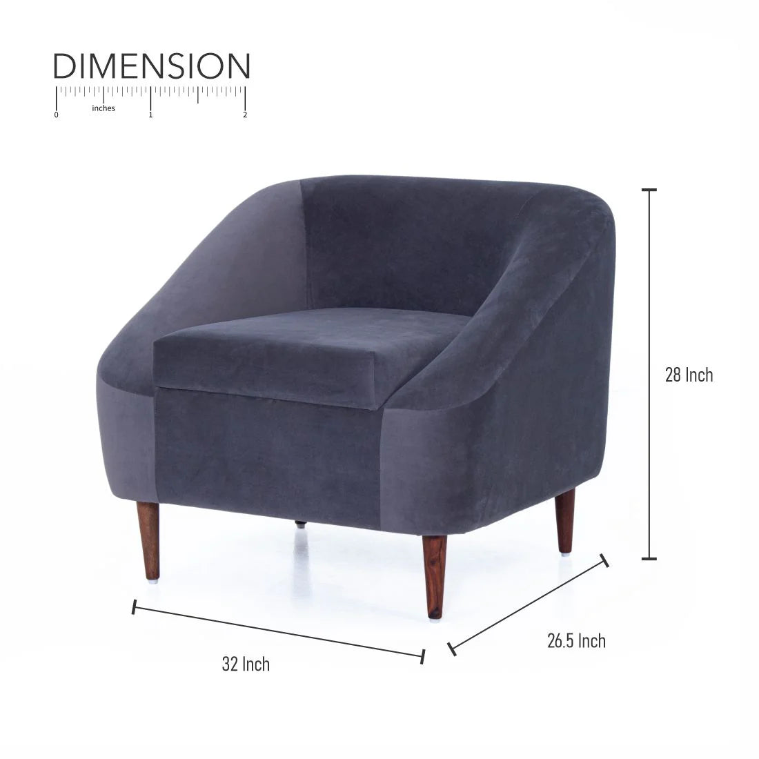 Jessica Velvet Arm Chair In Grey Colour (Set Of 2) - Febonic Living