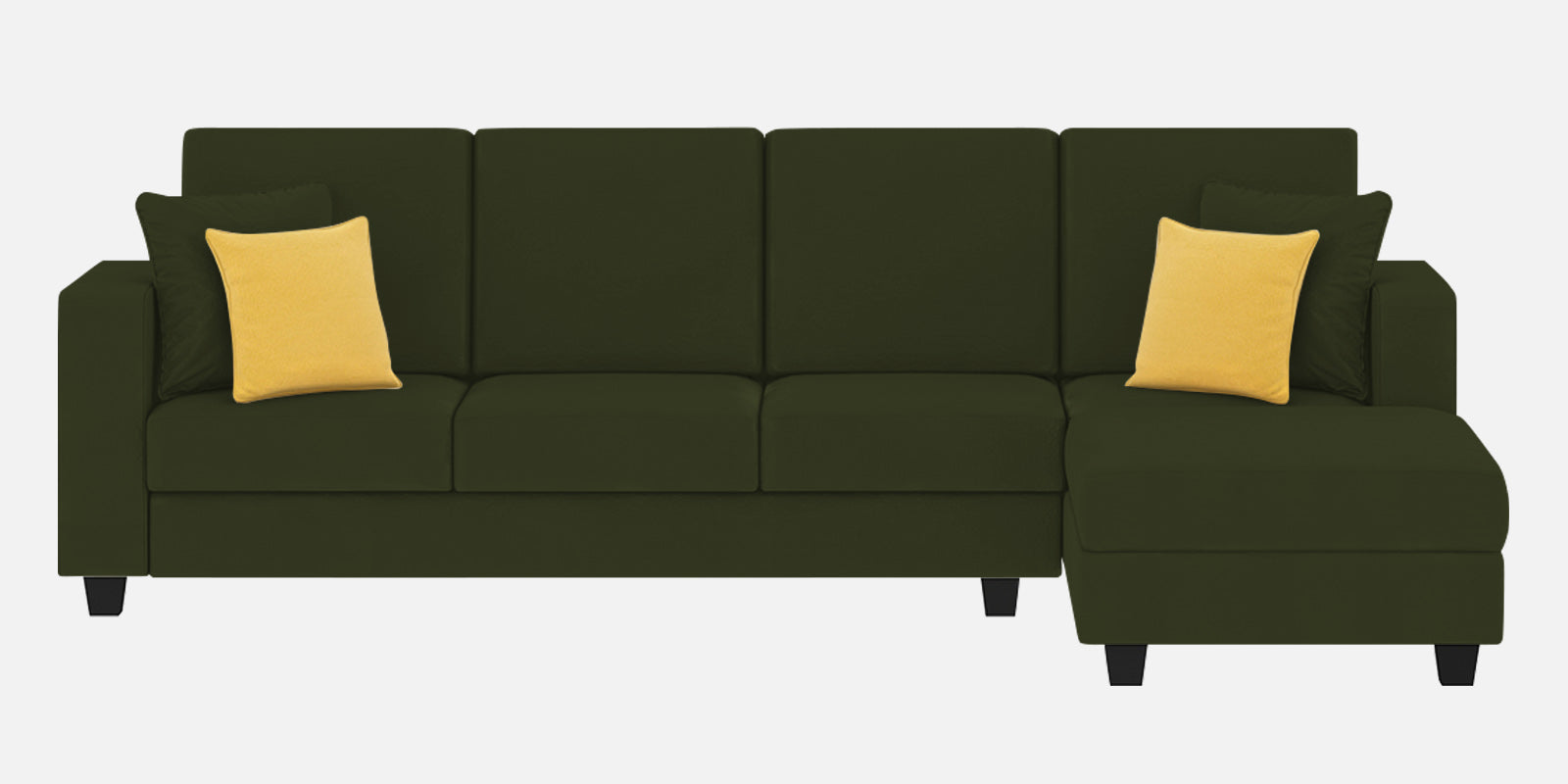 Nabi Fabric LHS Sectional Sofa (3+Lounger) In Olive Green Colour - Febonic Living