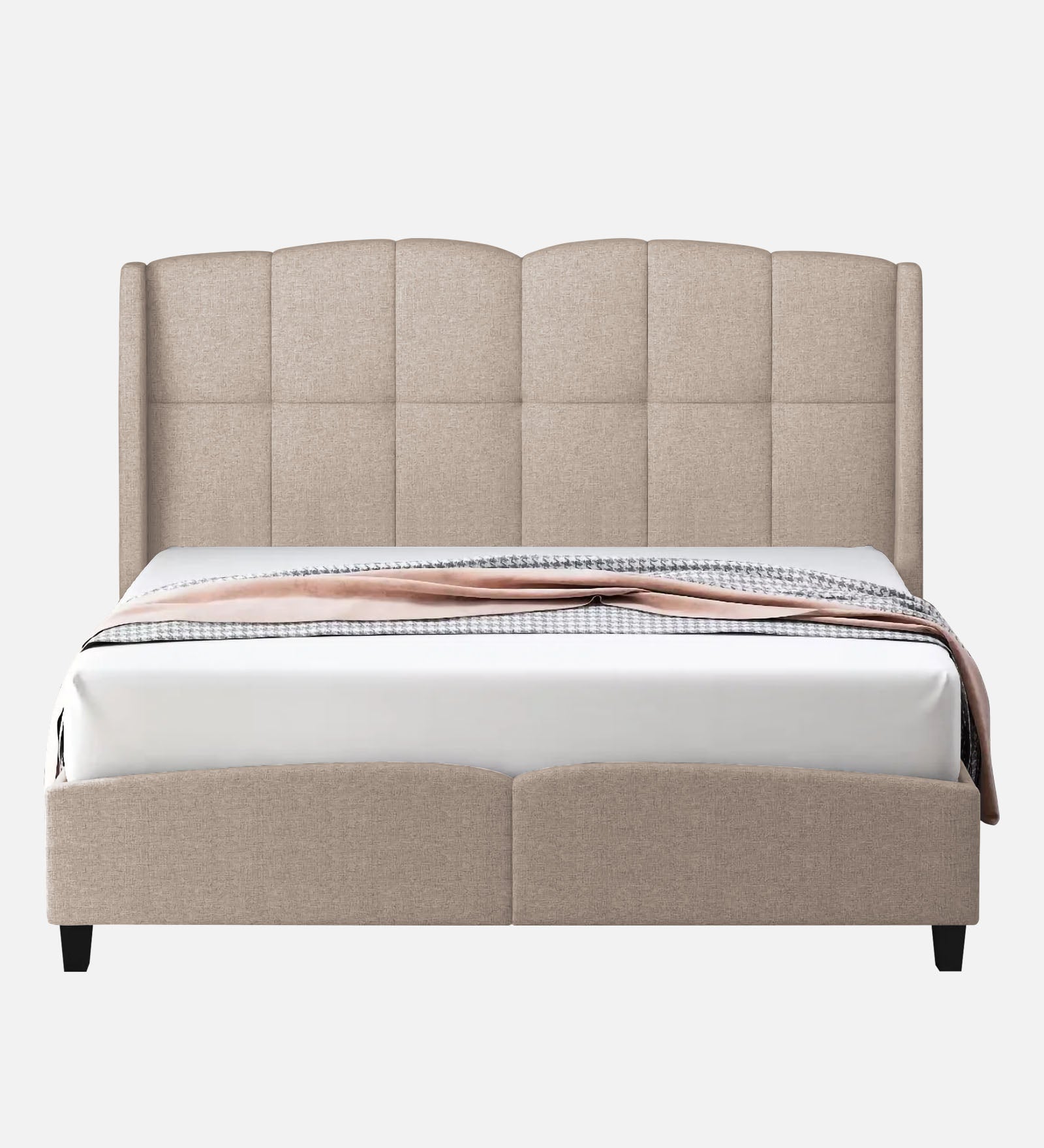 Jovi Velvet Queen Size Bed In Camel Beige Colour - Febonic Living