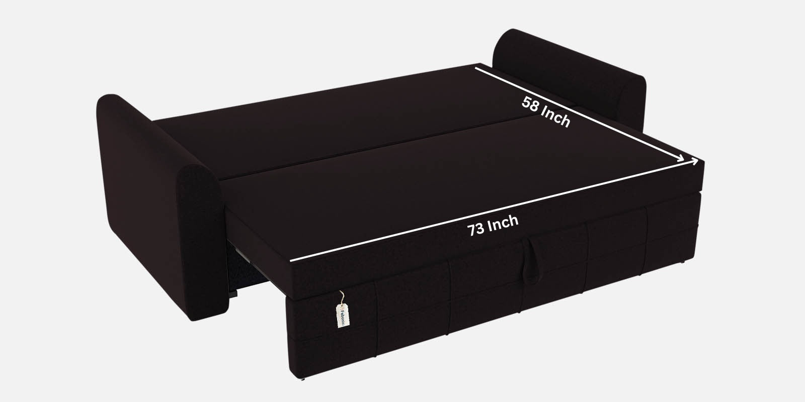 Ines Fabric 3 Seater Pull Out Sofa Cum Bed In Cara Brown Colour With Storage - Febonic Living