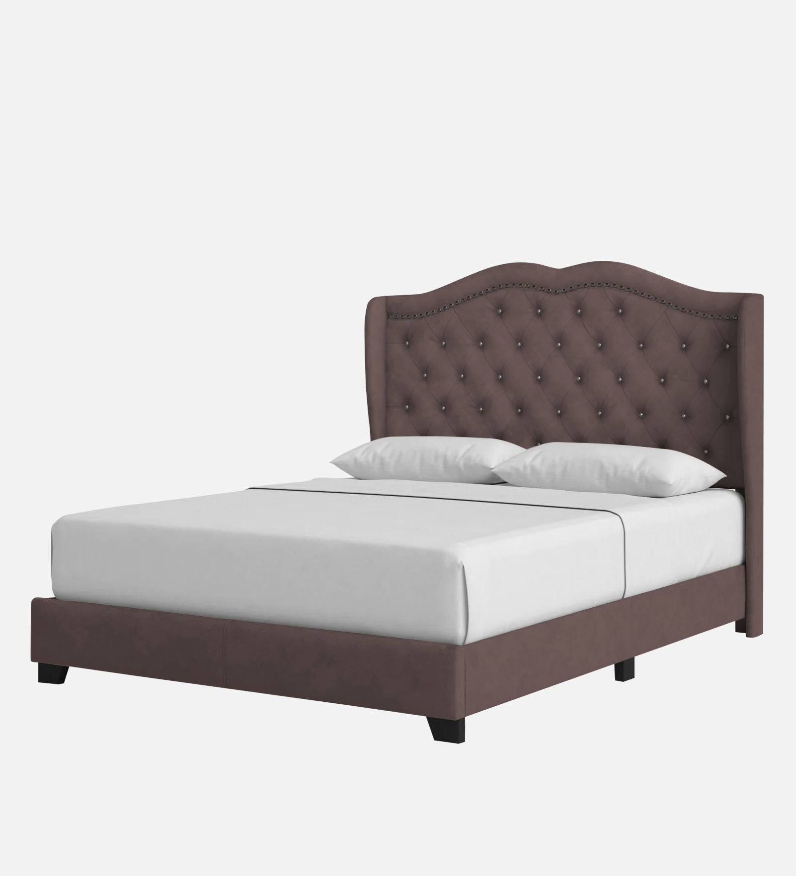 Blake Fabric Queen Size Bed in Caspa Brown Colour - Febonic Living
