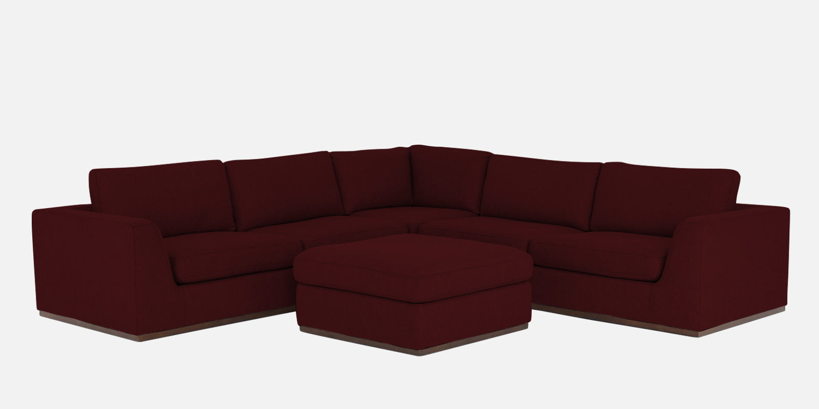 Freedom Velvet 6 Seater RHS Corner Sofa In Dark Maroon Colour With Ottoman - Febonic Living