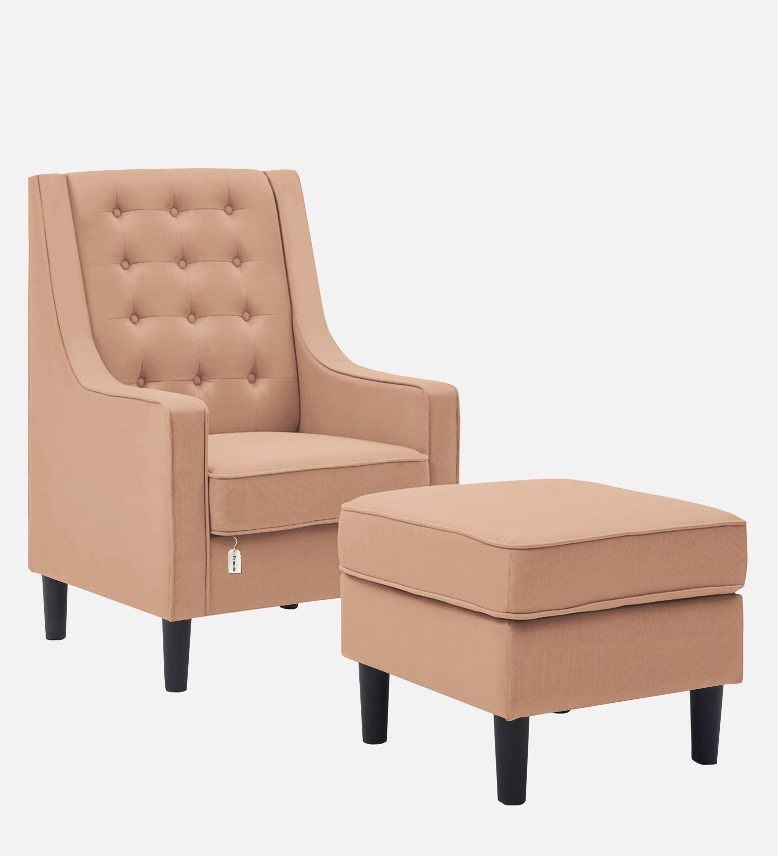 Sona Fabric Barrel Chair With Ottoman In Cosmic Beige Colour - Febonic Living