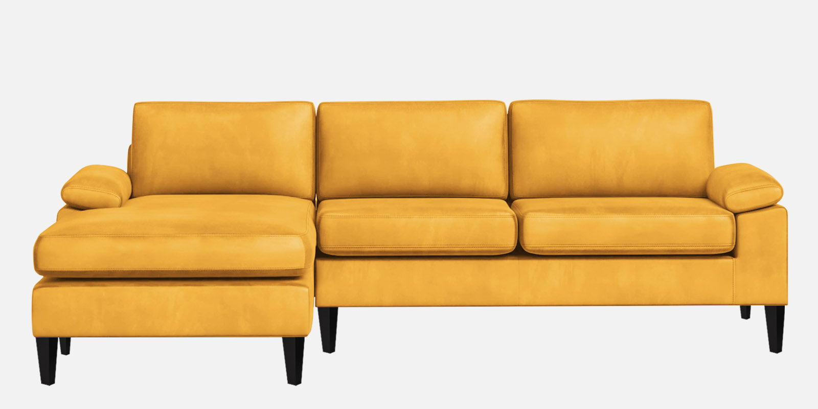 Vegas Velvet RHS Sectional Sofa (3+Lounger) In Turmeric yellow Colour - Febonic Living