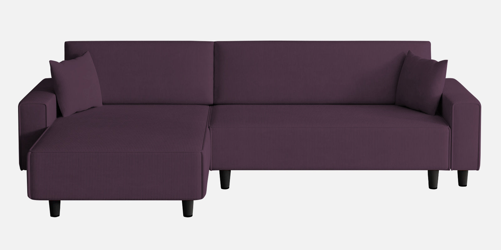 Peach Fabric RHS 6 Seater Sofa Cum Bed With Storage In Greek Purple Colour - Febonic Living