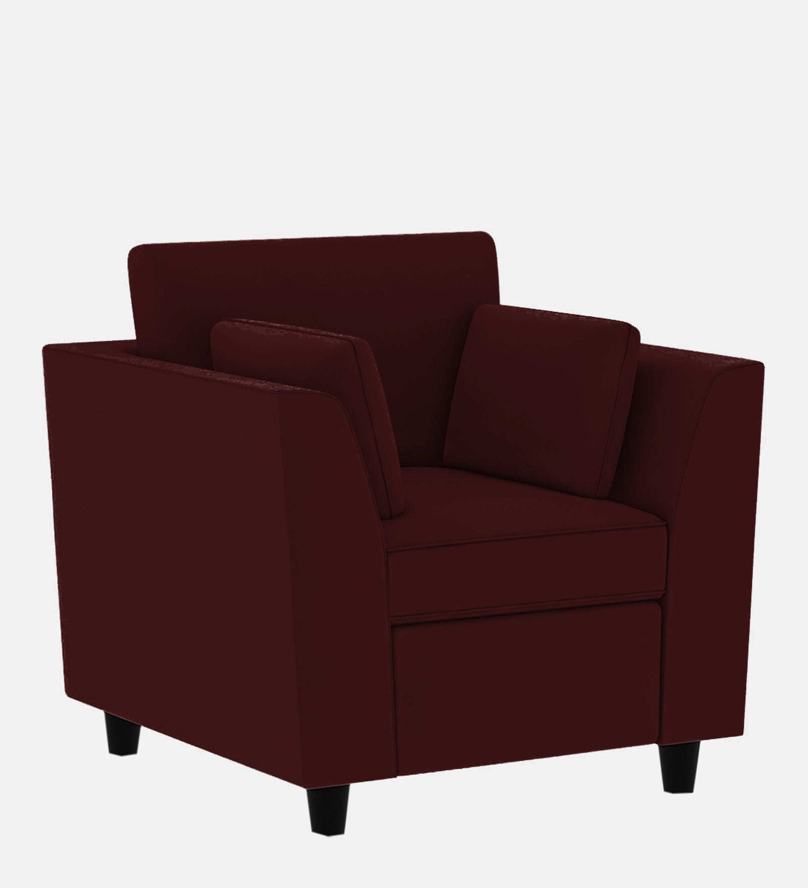 Bristo Velvet 1 Seater Sofa In Blood Maroon Colour With Storage - Febonic Living