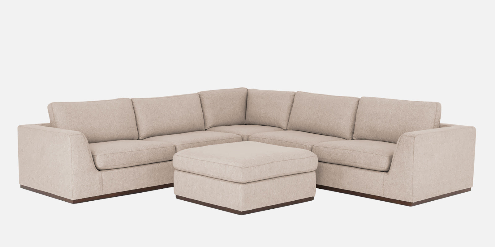 Freedom Velvet 6 Seater LHS Corner Sofa In Camel Beige Colour With Ottoman - Febonic Living